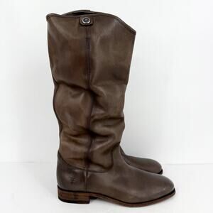 Frye Womens Melissa Button 2 Tall Boots US 10 M EU 40.5 Brown Grey Leather EUC
